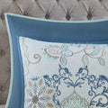 8 Piece Cotton Floral Printed Reversible Comforter Set Blue King King Blue Cotton