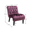 Coolmore Modern Velvet Armless Accent Living Room Chair Leisure Chair,Upholstered Fabric Button Comfortable Chair With Wooden Legs For Bedroom, Living Room, Office Purple Velvet Purple Foam Velvet
