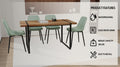 Mdf Natural Wood Dining Table And Modern Dining Chair 4 Piece Set, Medieval Wooden Kitchen Dining Table Set, Rectangular Metal Base, Dining Table And Suede Chair Brown Green Mdf