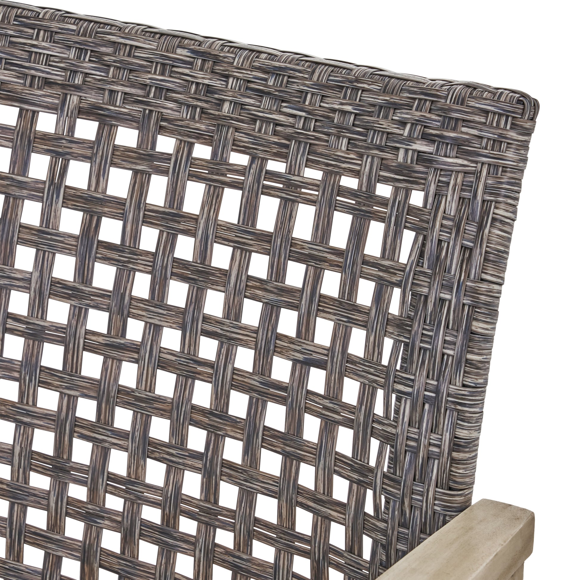 Hampton Wood Wicker Club Chair Grey Black Wood