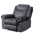 Jimny Domino Granite Power Recliner Gray Fabric