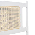 Queen Size Wooden Rattan Platform Bed, With 2 Big Drawers, T Size Trundle, White Queen White Plywood