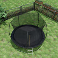 12Ft Trampoline Double Side Color Pad Trampoline For Kids And Adults With Enclosure Net And Ladder,Curved Fence Pole Black Steel Steel