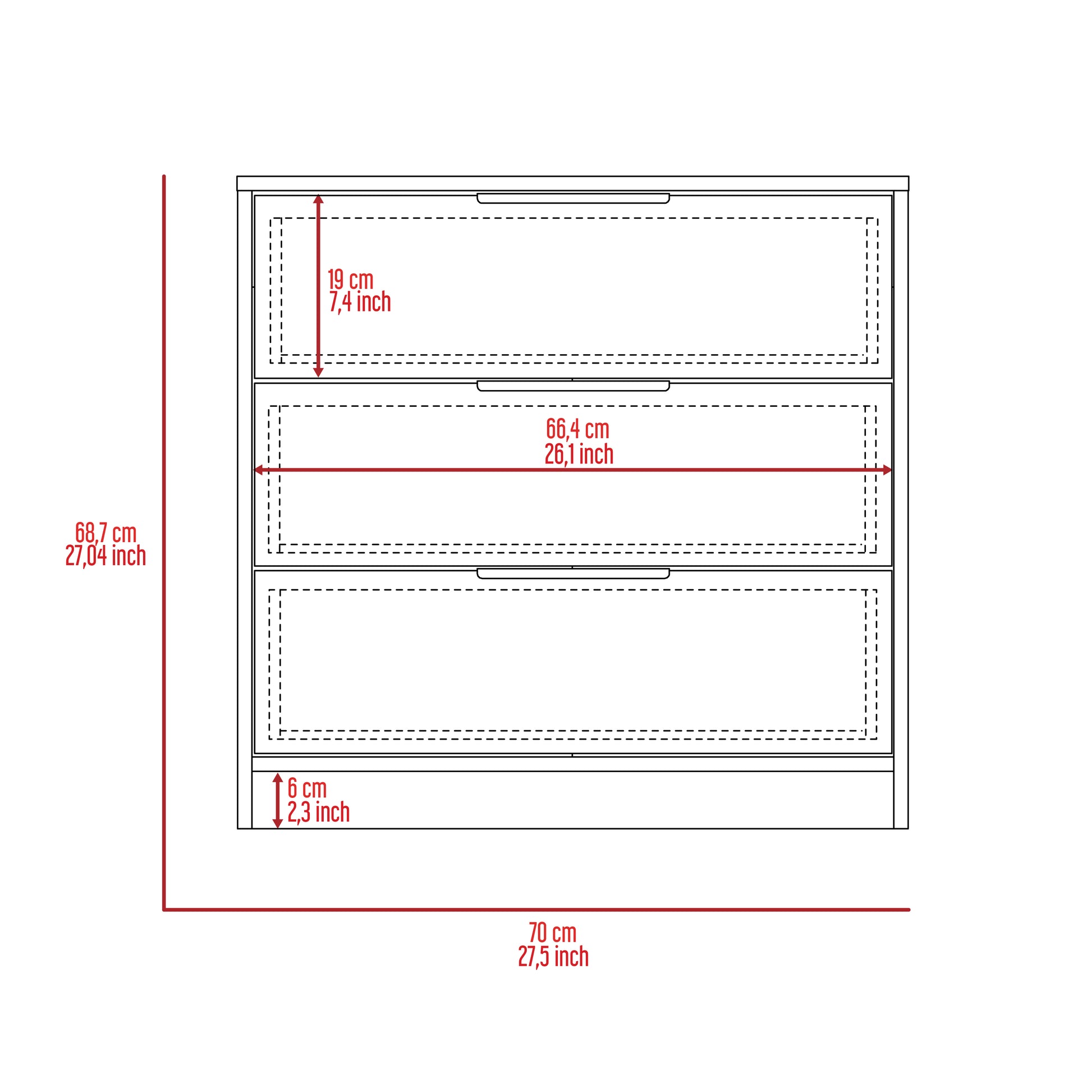 Dresser 27"H, 3 Drawers Dresser, Superior Top, Light Gray Light Gray Bedroom Modern Particle Board Particle Board