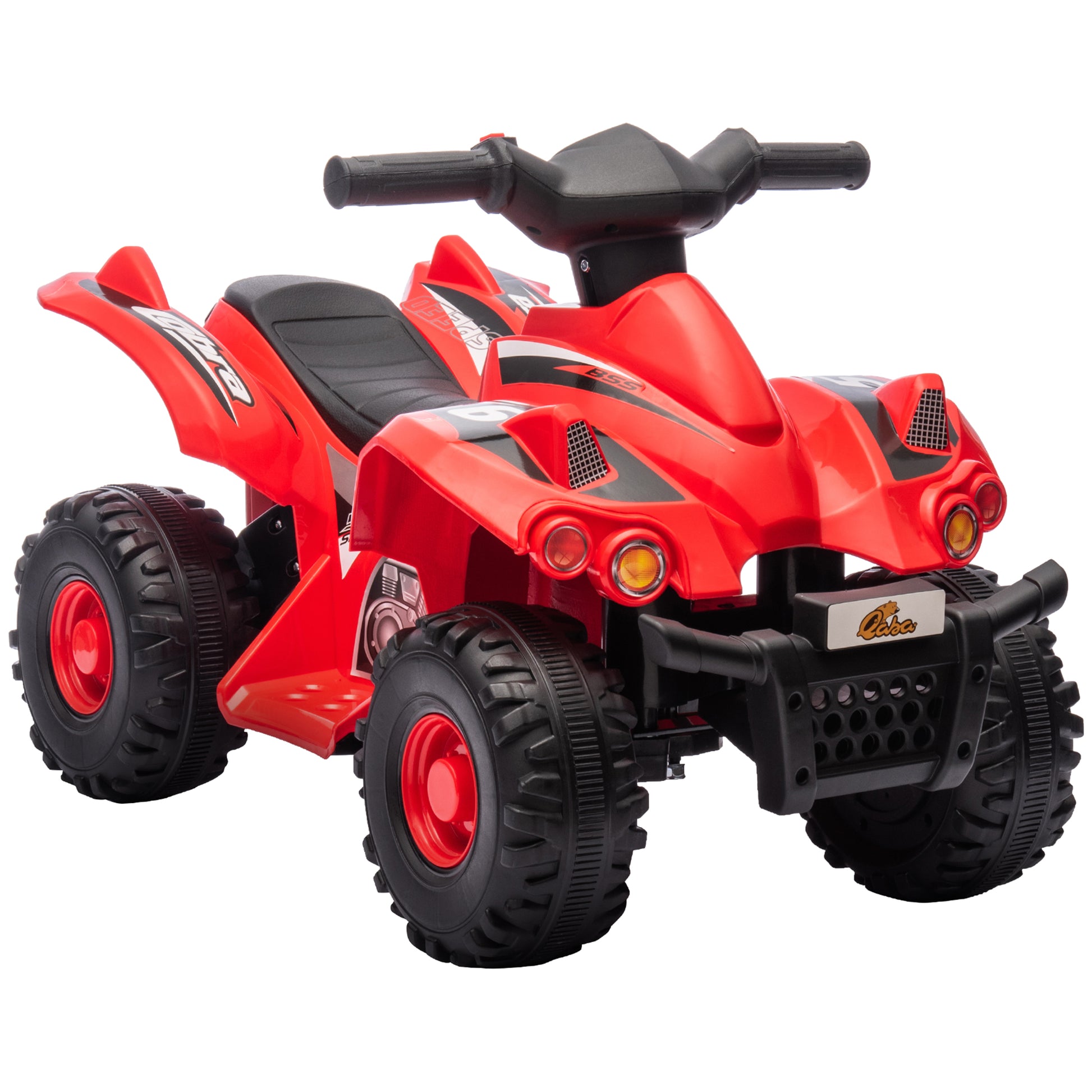 Qaba Kids Atv, 6V 4 Wheeler Kids Quad Car, Battery Powered Electric Ride On Toy With Music For Boys & Girls Ages 2 6 Years, Red Red Plastic
