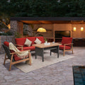 Outdoor Wicker Patio Furniture Sets 4 Pieces, All Weather Aluminum Rattan Padded Sofa Patio Conversation Sets With 2 Pillows For Porch Deck Garden Red Yes Red Garden & Outdoor Multiple Chairs Seating Group Aluminum