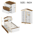 3 Pieces Bedroom Sets, Twin Size House Shaped Wooden Bed With Storage Drawers, Nightstand With Colorblock Design And House Shaped Stroage Rack, Brown White Twin Brown White 3 Piece Set Wood