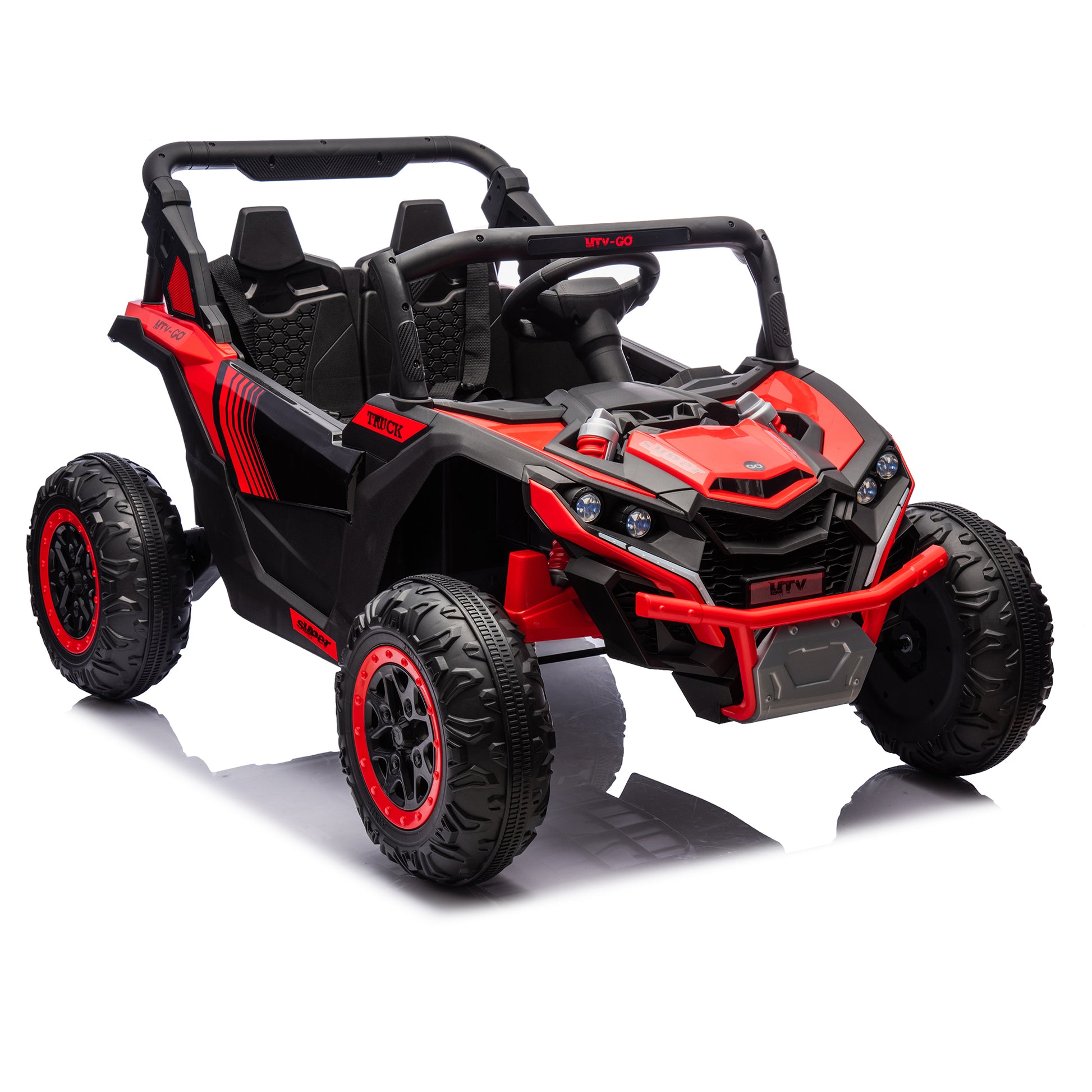 24V Two Seater Kids Ride On Utv W Parents Remote Control,Four Wheel Suspension,Slow Start,Large Wheel Design,Anti Collision Bar,Storage Space,Music,Usb,Bluetooth,Volume Control,Led Lights For Kids 3