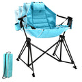 Hammock Camping Chair Folding 350 Lbs Foldable Portable Rocking Chairs For Adults Outside Swinging Camp With Stand Lawn Garden Hanging Outdoor Antique Blue Green Iron