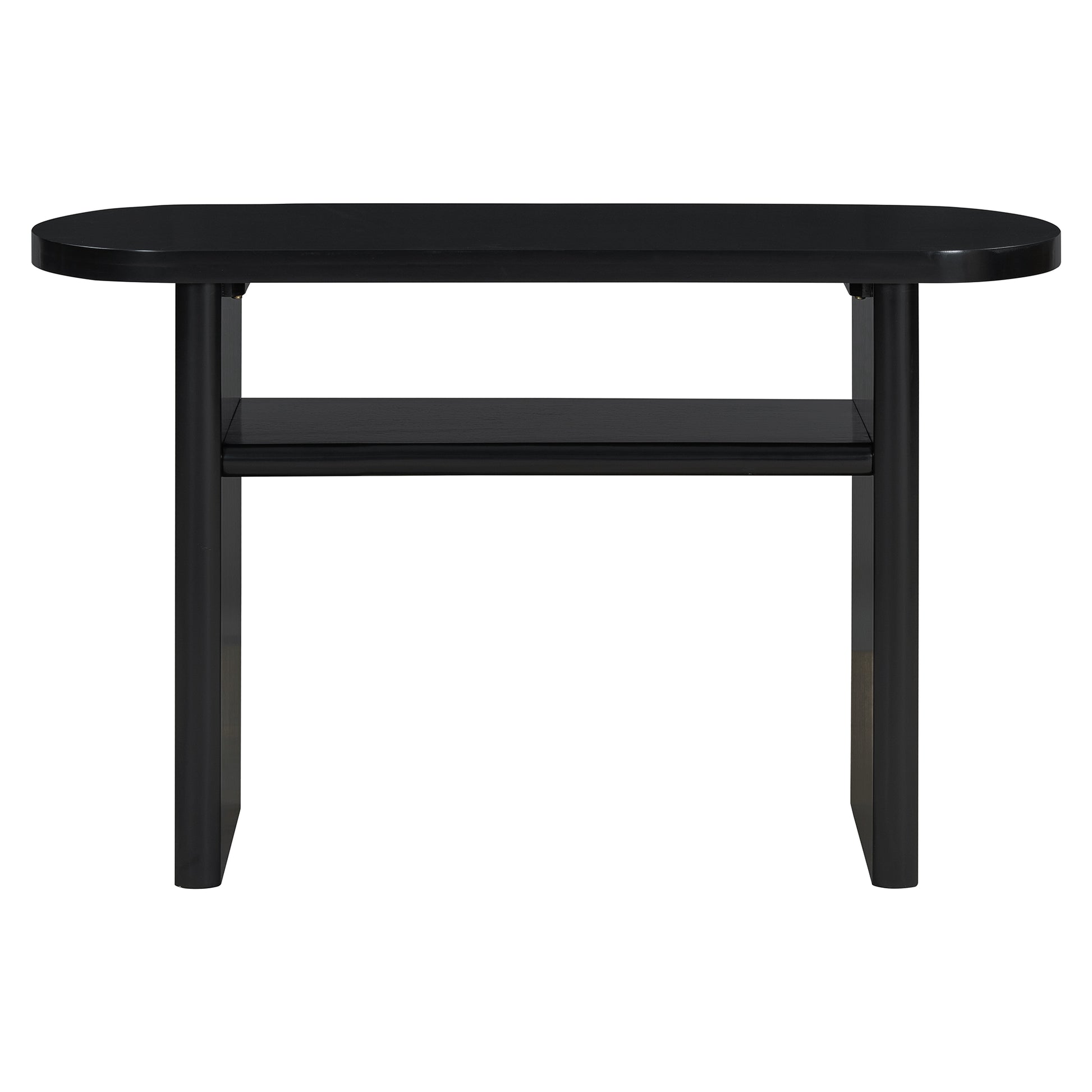 Elegant Minimalist Console Table With Rounded Edges And Sturdy Shelf Design For Entryway, Living Room Black Black Solid Wood Mdf