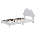 Twin Size Upholstered Cloud Shape Bed ,Velvet Platform Bed With Headboard,No Box Spring Needed,Beige Twin Beige Velvet