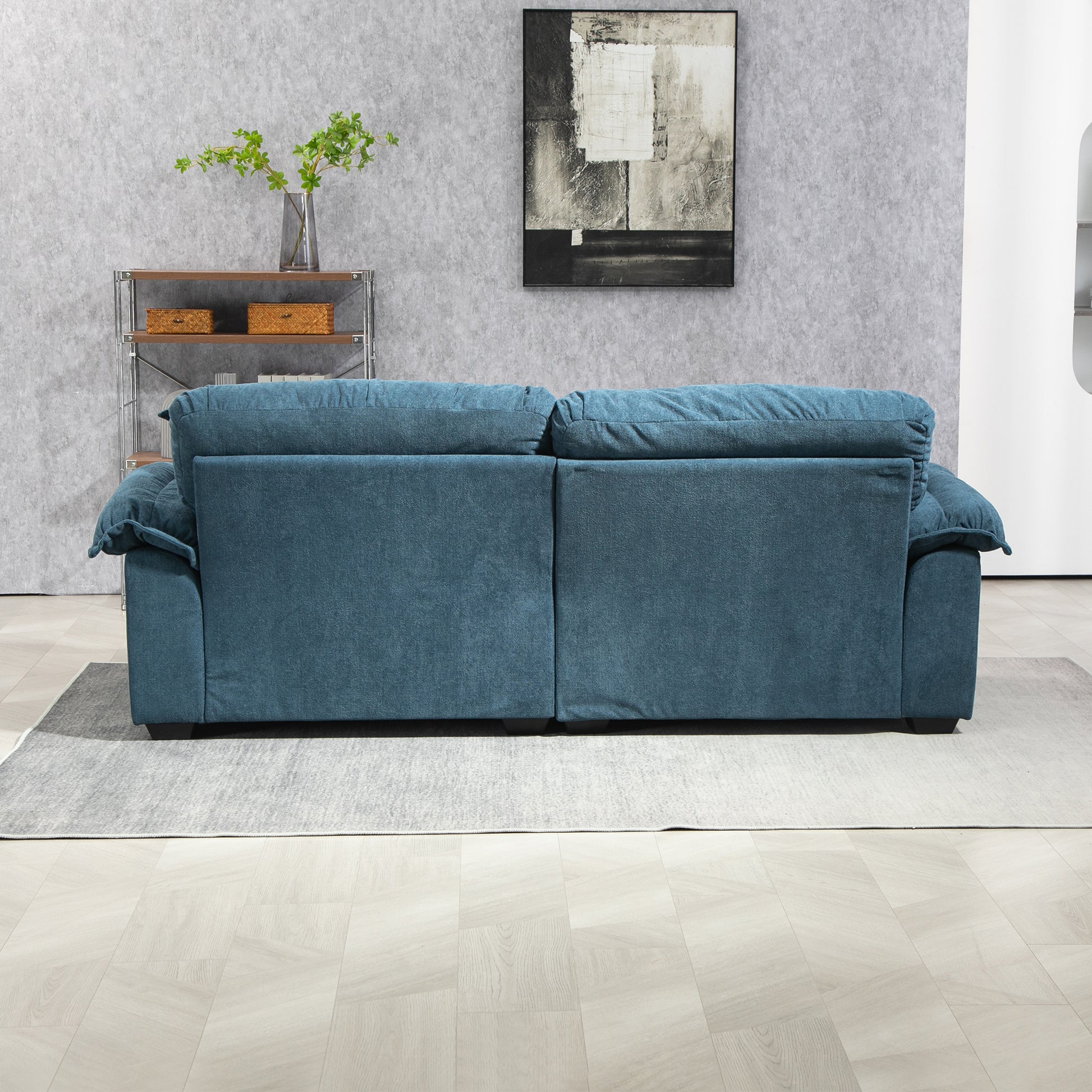 84" Chenille Recliner Sofa Small Sofa Loveseat Deep Seat Sofa Couch With 2 Throw Pillows & Memory Foam For Living Room Apartment Office Lounge Blue Blue Memory Foam Chenille,Upholstered 2 Seat