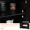 Homcom Kitchen Island Cart Rolling Trolley Cart With Drawer, Storage Cabinet & Towel Rack, Black Black Rubber Wood