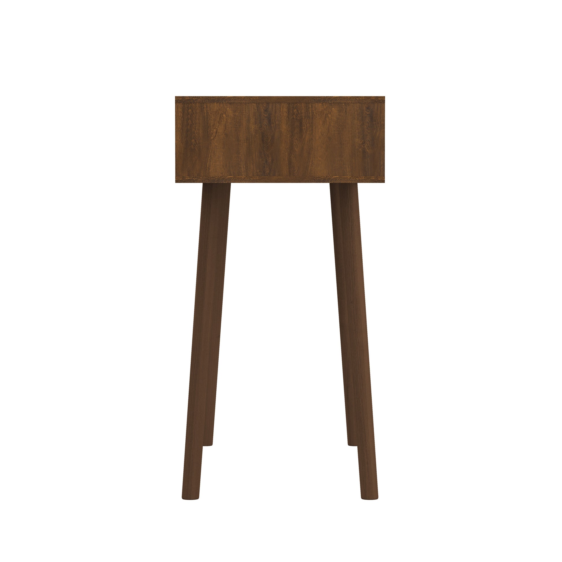 Bohemian Table, 2 Natural Rattan Drawers In Walnut Brown Mdf