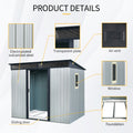 8 Ft X 6 Ft Outdoor Metal Storage Shed With Window And Transparent Plate For Garden, Lawn White And Black White Black Metal