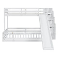 Twin Over Full Bunk Bed With Slide, Storage Staircase, Pine Solid Wooden Bunk Bed With Safety Guardrails,White White Pine