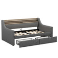 Twin Size Daybed With Storage Drawers, Upholstered Daybed With Charging Station And Led Lights, Gray Old Item W1580S00034 Twin Gray Linen