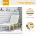 Outsunny Chaise Lounge Chair For Outdoor, Patio Recliner With 4 Position Adjustable Backrest And Cushion For Deck, Beach, Lawn And Sunbathing, Natural Natural Wood Polyester