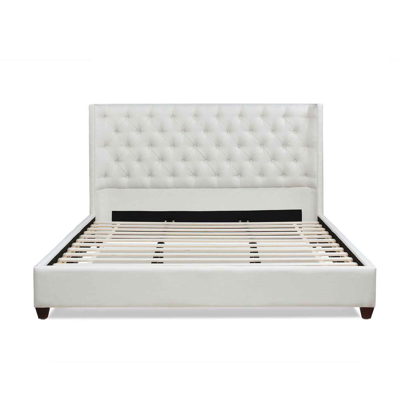 Manhattan Shelter King Platform Bed Frame, Antique White Polyester Box Spring Not Required King Antique White Wood Foam Polyester Polyester