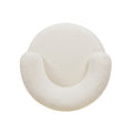 Fuji 360 Swivel Low Barrel Back Accent Chair, Ivory White Boucle White Foam Boucle