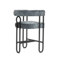 Coolmore Bar Stools Set Of 2, Modern Bar Stool With Back, Black Metal Frames, Upholstered Bar Stools For Kitchen Island, Pub, Club Gray Chenille Gray Foam Chenille