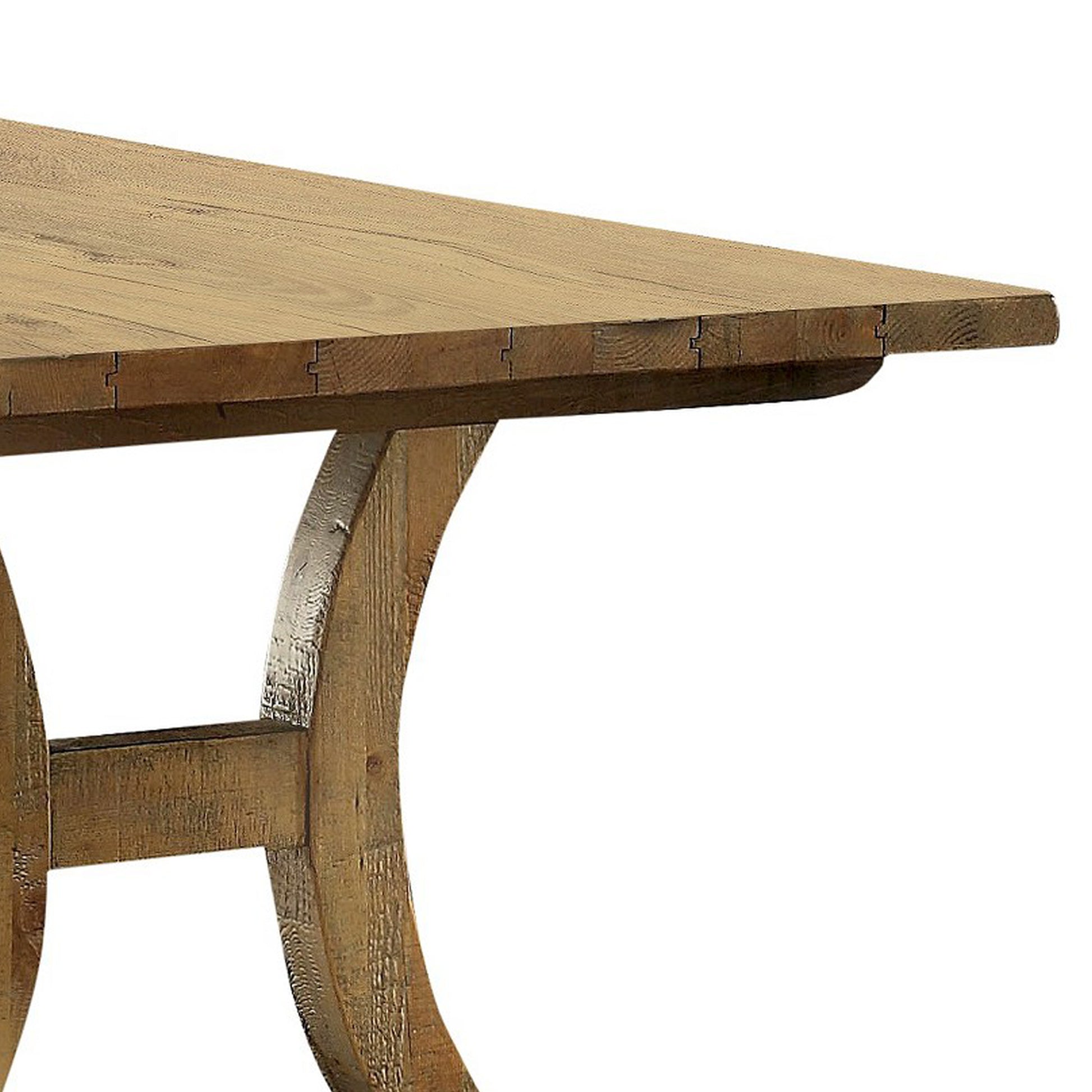 Wooden Dining Table With Curved Leged Pedestal Base, Brown Brown Wood