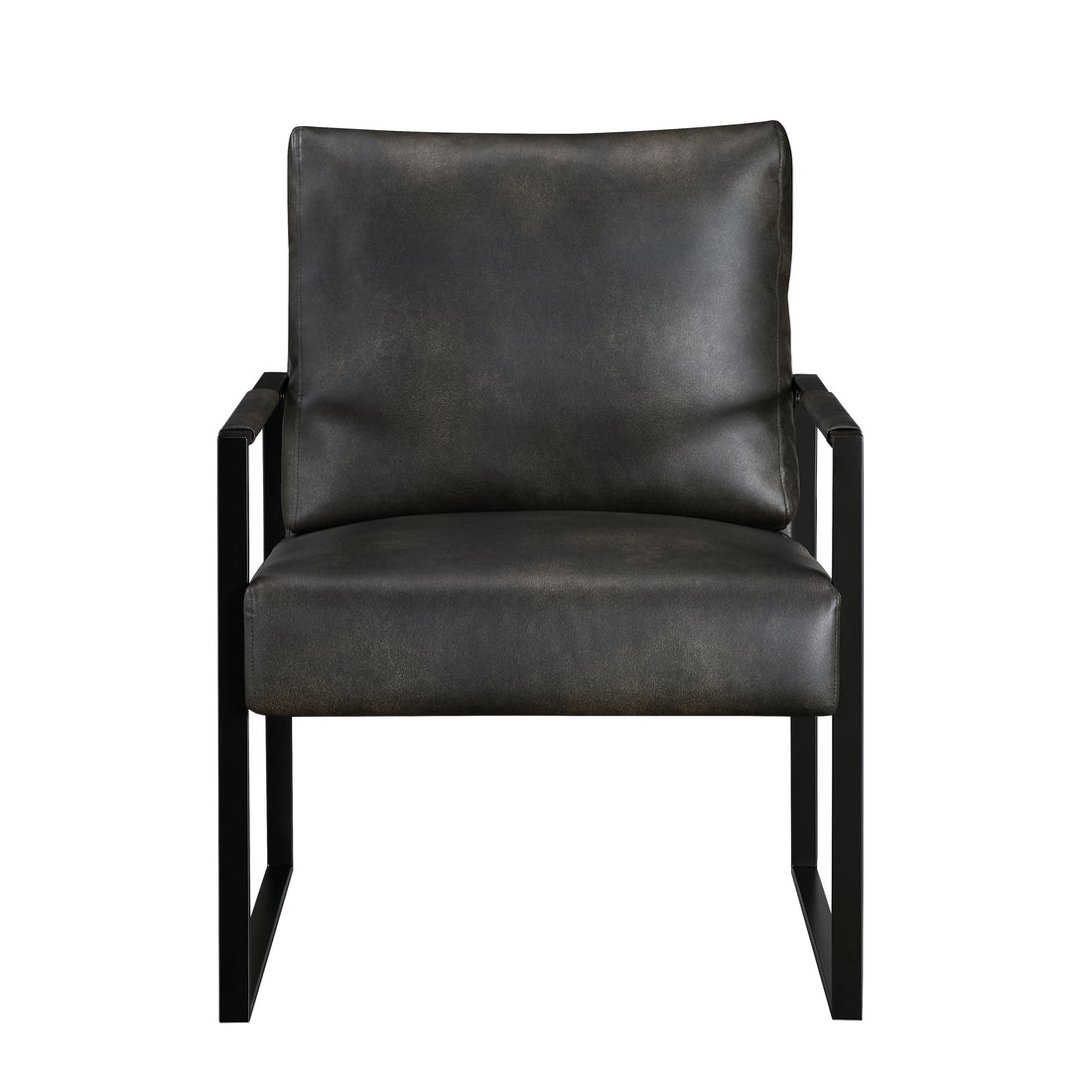 Modern Accent Chair Cushioned Seat Dark Gray Faux Leather Upholstery Black Metal Frame 1Pc Style Comfort Durability Elegance Look Dark Gray Primary Living Space Industrial,Mid Century Modern,Modern