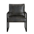 Modern Accent Chair Cushioned Seat Dark Gray Faux Leather Upholstery Black Metal Frame 1Pc Style Comfort Durability Elegance Look Dark Gray Primary Living Space Industrial,Mid Century Modern,Modern