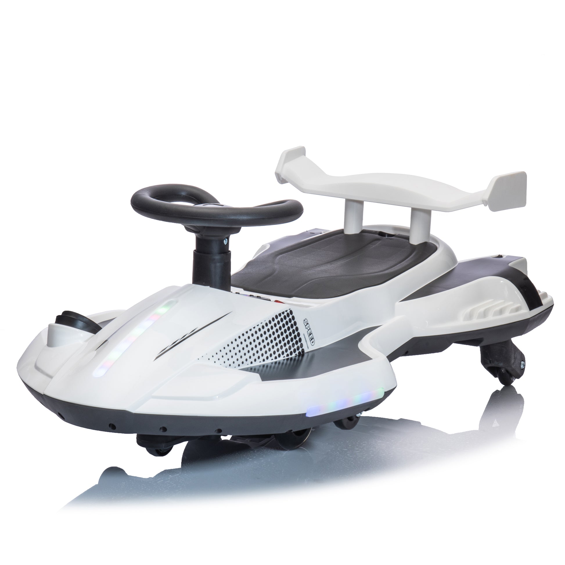 12V Kids Ride On Electric Toy,360 Degree Drift In Place,Spray Function,Front&Side Lights Design,Usb Mp3,Bluetooth,Music, 3.73 4.35 Mph,Easy Installation,Ultimate Cool Operation For Kids Aged 3 . White 100 149 Lbs Polypropylene