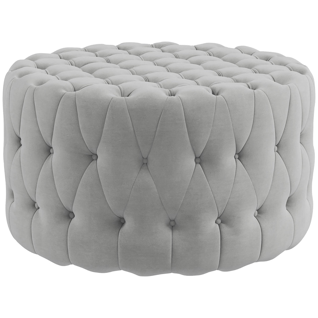 Homcom Button Tufted Ottoman Foot Stool With Velvet Feel Upholstery, Gray Light Gray Polyester