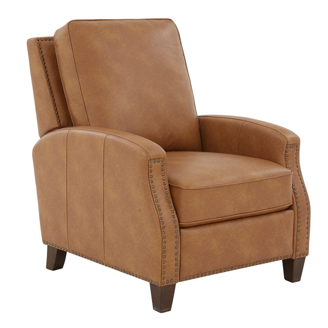 Jack Saddle Faux Leather Push Back Recliner Brown Foam Faux Leather