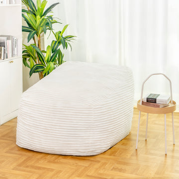 Faux Fur Classic Bean Bag White Primary Living Space Soft Casual,Modern Foam Faux Fur