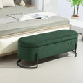 Coolmore Storage Ottoman,Bedroom End Bench,Upholstered Fabric Storage Ottoman With Safety Hinge, Entryway Padded Footstool, Ottoman Bench For Living Room & Bedroom Emerald Emerald Foam Velvet