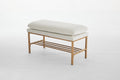 End Of Bed Bench With Shelf, Linen Upholstered Storage Shoe Bench, Modern Bedroom Bench With Metal Legs For Living Room, Entryway, Dining Room, 300 Lb, Linen Color Beige Beige Polyester Blend