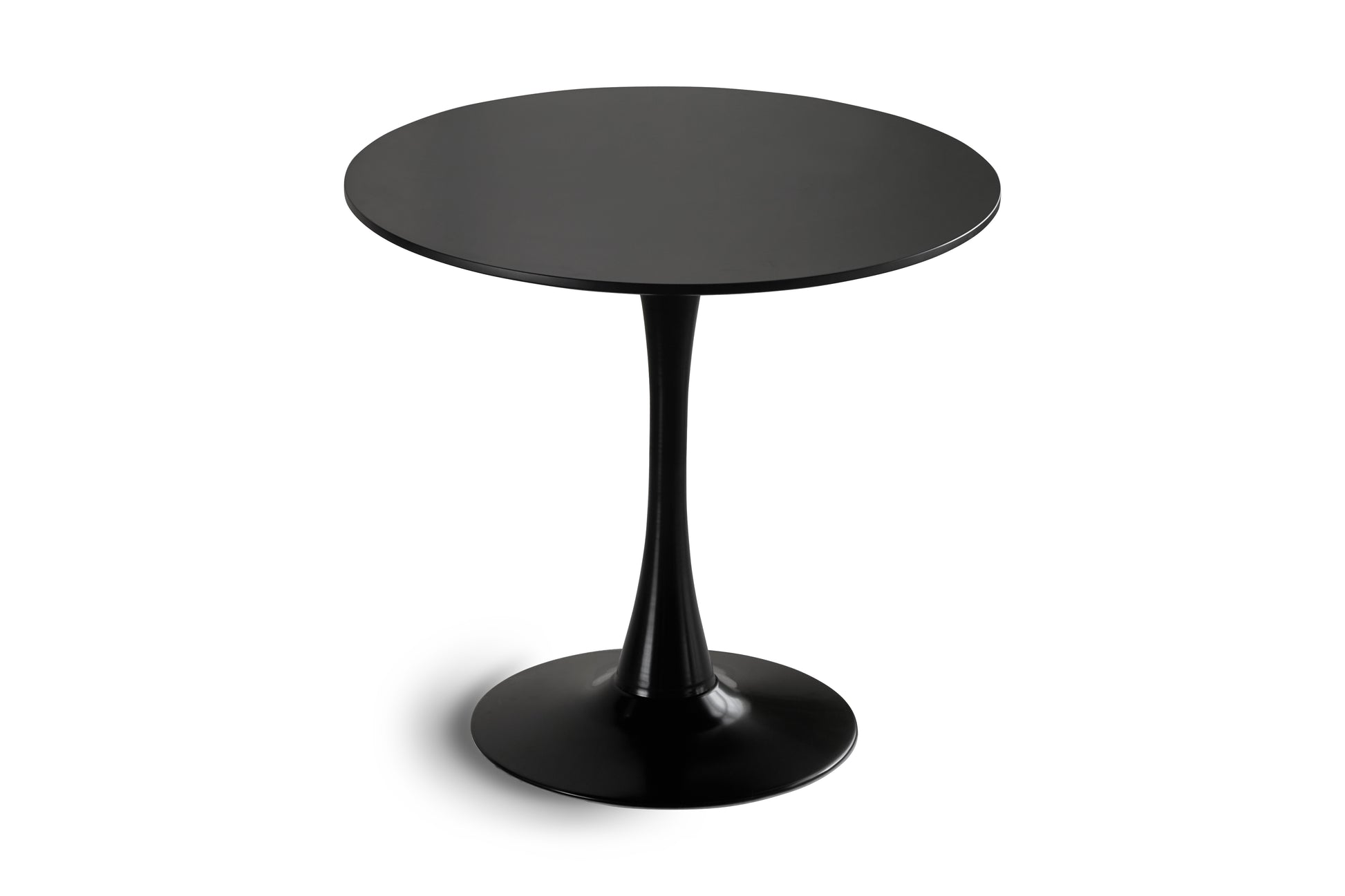 Round Dining Table Small Black Kitchen Table 31.5" In Tulip Design Modern Pedestal Table For Small Space Dining Room 2 To 4 Person Black Fiberboard