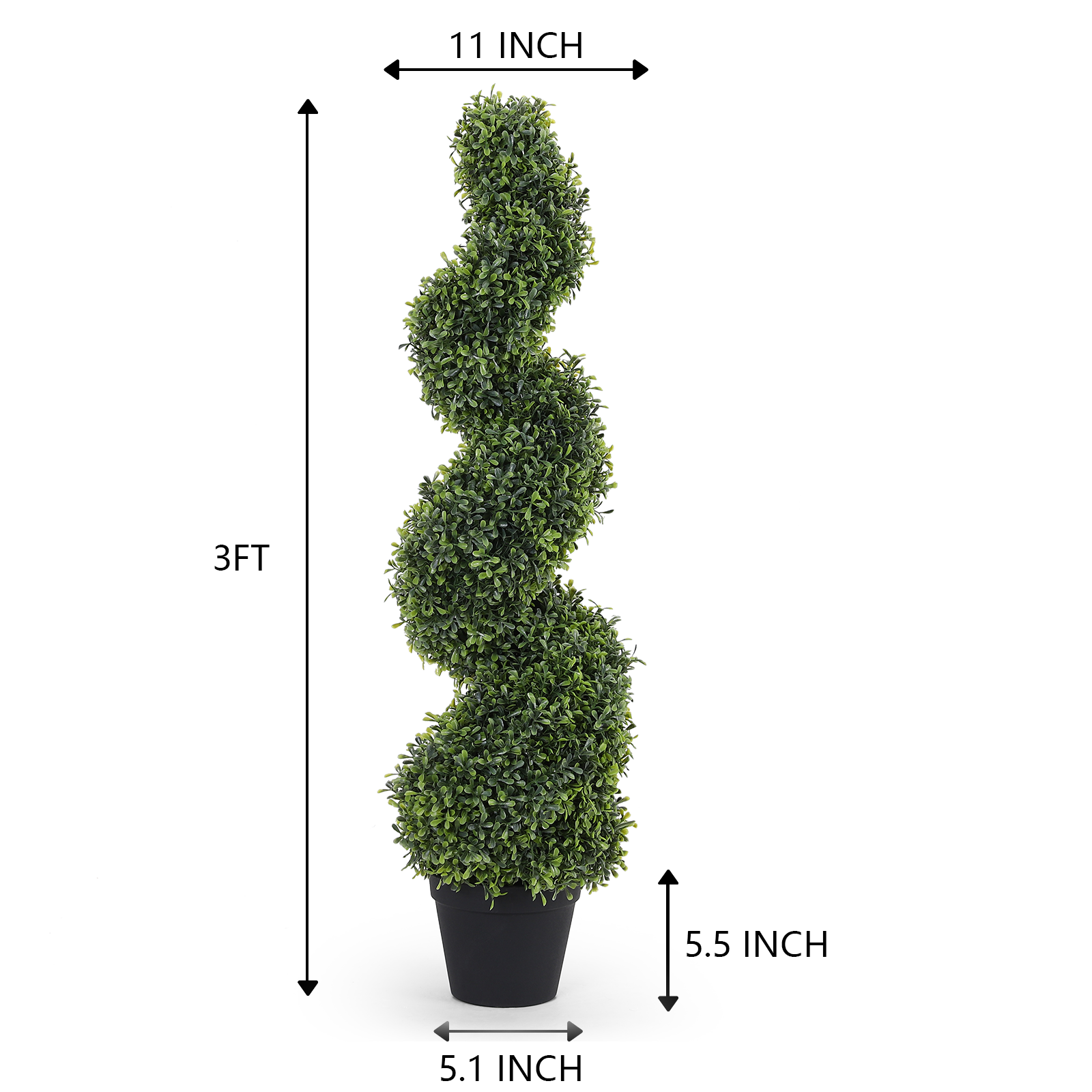 Decorative Bonsai Boxwood Spiral Topiary Artificial Tree Silk Plant For Indoor Outdoor 2Pcs Set Green Plastic