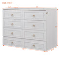 Full Size Murphy Bed With Large Drawers,White Full White Plywood