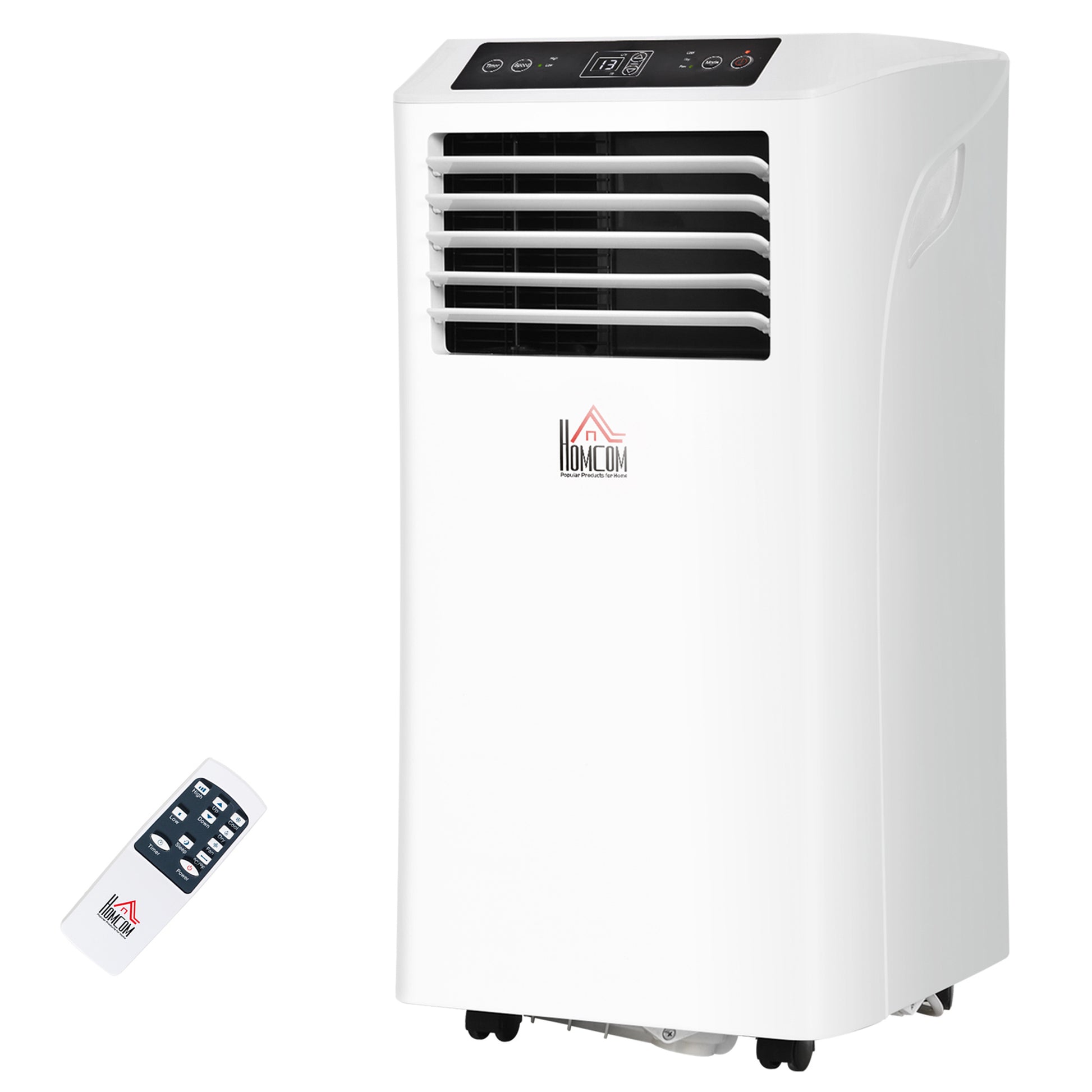 Homcom 8000 Btu Mobile Portable Air Conditioner With Cooling, Dehumidifier, Ventilating, Remote Control, 24 Hour Timer, Portable Ac Unit For Bedroom, Living Room, Home Office, White White Plastic