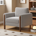Oversized Accent Chair, Upholstered Living Room Chairs Single Sofa Chair With Walnut Legs, Curved Handrail, Grey Grey Teddy