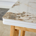White Stone Burning Tabletop With Rubber Wooden Legs, Foldable Computer Desk, Foldable Office Desk,4 Modern Chairs Can Rotate 360 Degrees,The Seat Cushion Is Made Of Pu Material. Zd 1545Sc 003 White Sintered Stone