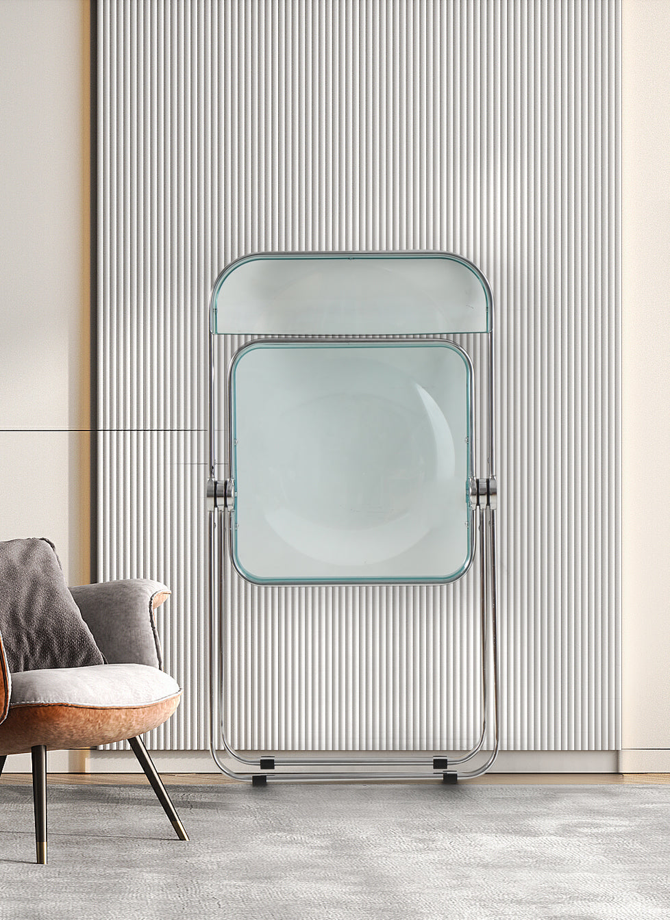 Folding Blue Green Chair Transparent Chairs Ghost Stackable Crystal Folding Chair Pc Plastic Living Room Seat Chrome Frame And Foldable Acrylic Chair Fo Blue Green Blue Green Pc