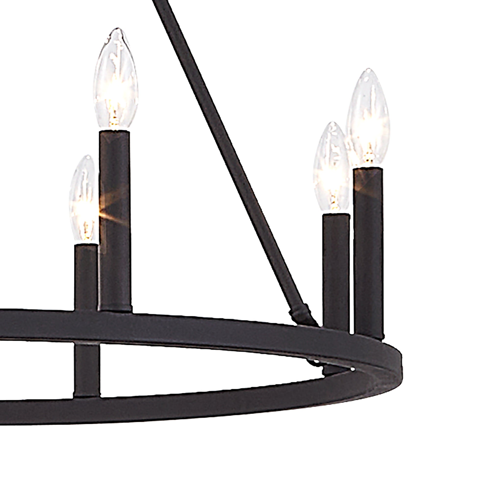 12 Light Living Room Steel Dimmable Candle Style Wagon Wheel Chandelier Ul Certified Black Ceiling Lights Steel Metal