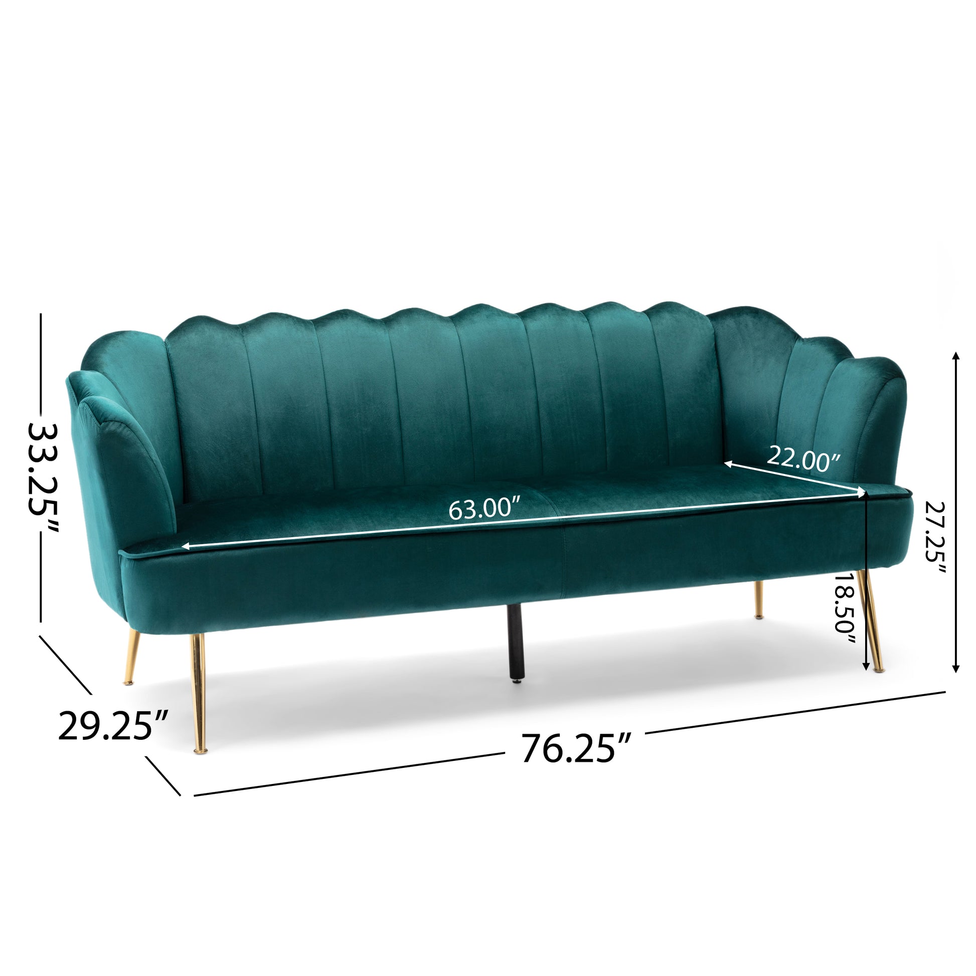 3 Seater Sofa Teal Velvet