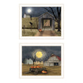 2 Piece Vignette Halloween Season In The Country White Framed Wall Art For Living Room, Bedroom Wall Art Print For Home Decor By Billy Jacobs Multicolor Wood Paper