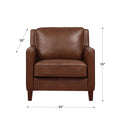 Ashby Leather Chair Pecan Primary Living Space Mid Century Modern Eucalyptus Down Filling Genuine Leather