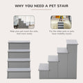 Pawhut Pet Stairs, Small Pet Steps With Cushioned Removable Covering For Dogs And Cats Up To 22 Lbs., Grey Grey Mdf