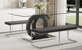 Table And Chair Set, Large Modern Minimalist Rectangular Glass Dining Table Suitable For 6 8 People, Equipped With 0.39 
