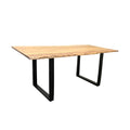 71 Inch Live Edge Dining Table, U Design Black Metal Legs, Natural Brown Black Brown Solid Wood