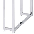 Natural Oak And Chrome End Table With Metal Sled Base Oak Primary Living Space Modern Square Wood Metal Sled