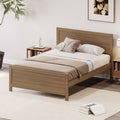 Wood Platform Bed Frame With Headboard, Mattress Foundation With Wood Slat Support, No Box Spring Needed, Full Size, Walnut Box Spring Not Required Full Walnut Wood Solid Wood Mdf